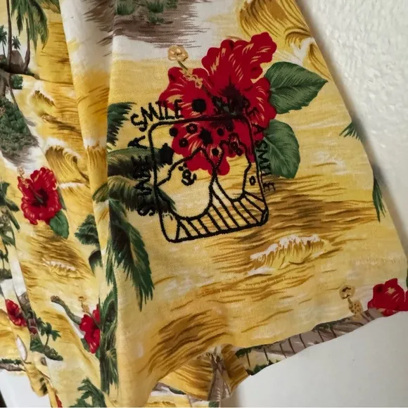Vintage RJC Hawaiian Shirt Adult Large Button Up Floral Palm Trees Island Mens