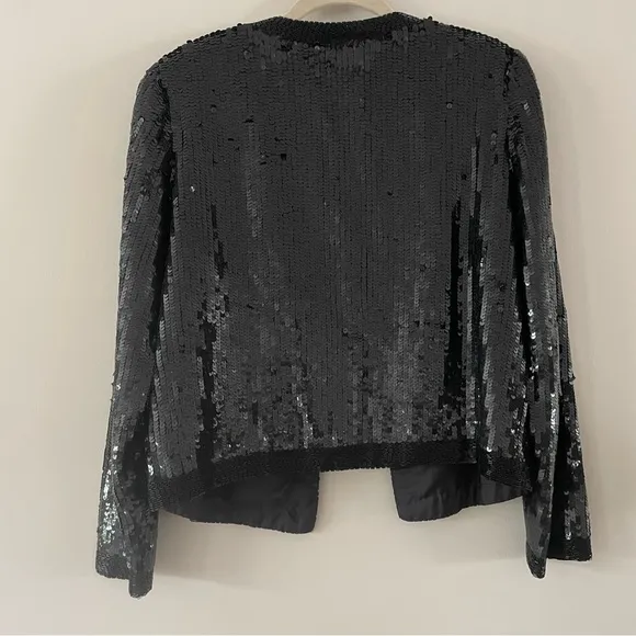 Vintage Silk Beaded Cropped Blazer Jacket Black Classic Black Tie Fit