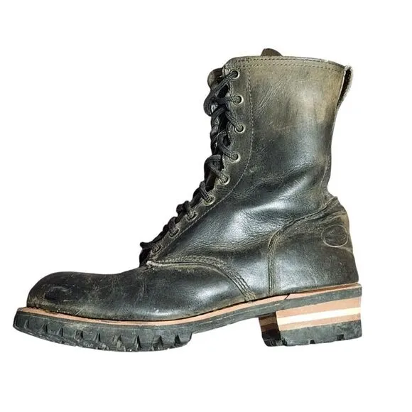 Vintage Skechers Boots Womens 9 Black Lace Up Y2K Black Leather