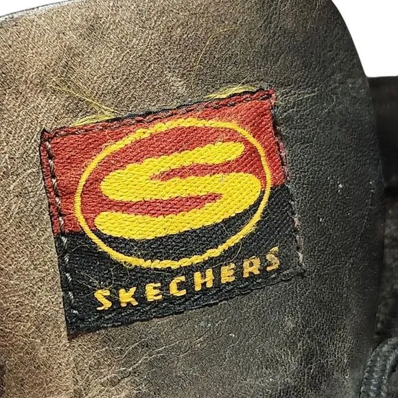 Vintage Skechers Boots Womens 9 Black Lace Up Y2K Black Leather