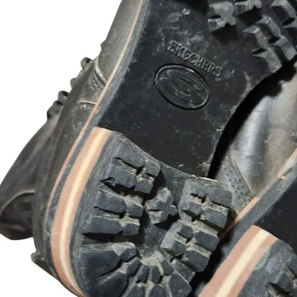 Vintage Skechers Boots Womens 9 Black Lace Up Y2K Black Leather