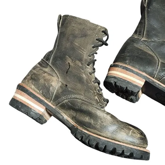 Vintage Skechers Boots Womens 9 Black Lace Up Y2K Black Leather