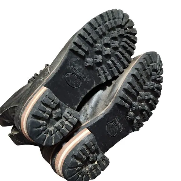 Vintage Skechers Boots Womens 9 Black Lace Up Y2K Black Leather