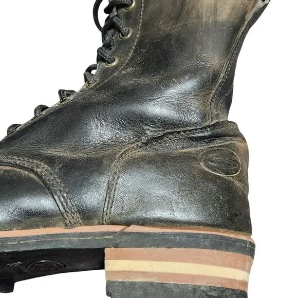 Vintage Skechers Boots Womens 9 Black Lace Up Y2K Black Leather