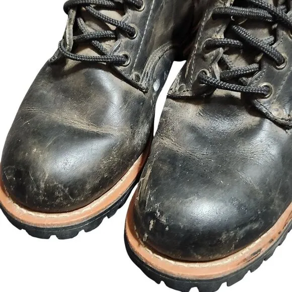 Vintage Skechers Boots Womens 9 Black Lace Up Y2K Black Leather