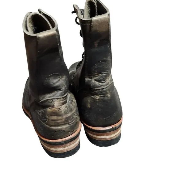 Vintage Skechers Boots Womens 9 Black Lace Up Y2K Black Leather