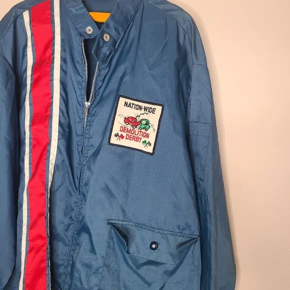 Vintage Swingster Nation Wide Demolition Derby Men's‎ Blue Jacket Sz  XL 80s