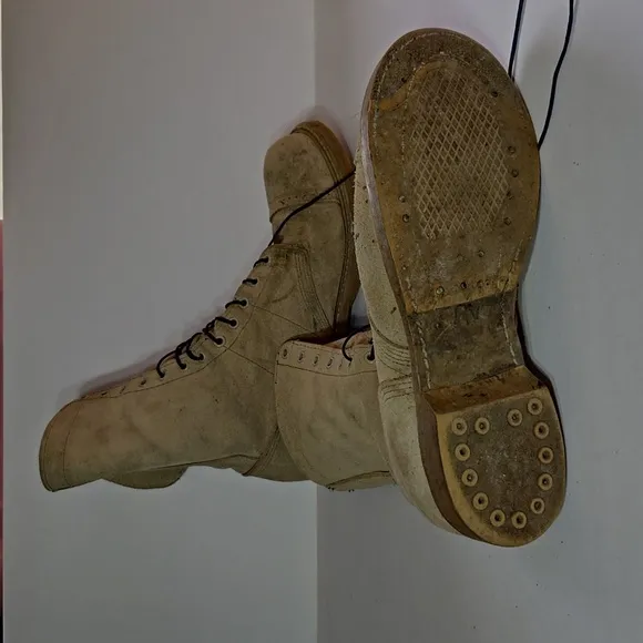 Vintage Tan Leather-Suede-like Lace-up Boots Size 10