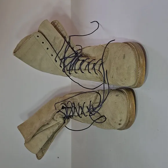 Vintage Tan Leather-Suede-like Lace-up Boots Size 10