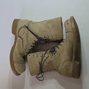 Vintage Tan Leather-Suede-like Lace-up Boots Size 10