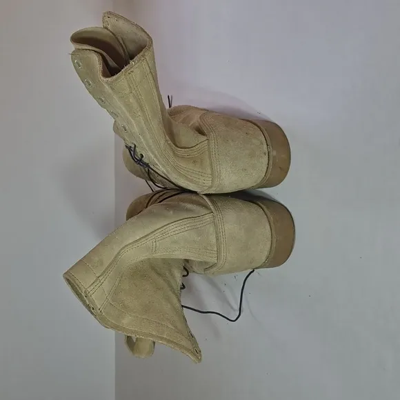 Vintage Tan Leather-Suede-like Lace-up Boots Size 10