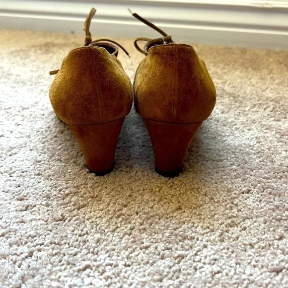 Vintage Escada Womens Suede Lace Up Heels Shoes Bootie