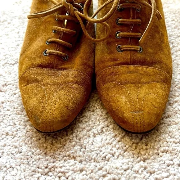 Vintage Escada Womens Suede Lace Up Heels Shoes Bootie
