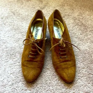 Vintage Escada Womens Suede Lace Up Heels Shoes Bootie