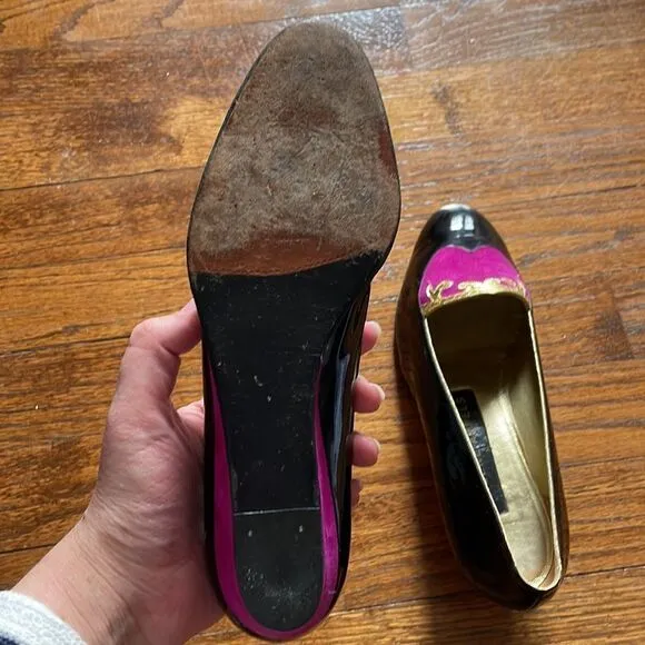 Vintage Helene Arpels Purple, Gold and Black Wedges