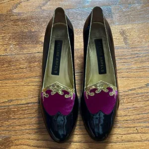 Vintage Helene Arpels Purple, Gold and Black Wedges