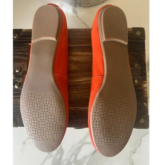 Violet &amp; Red Windsor Ballet Suede Flats in Orange-Red