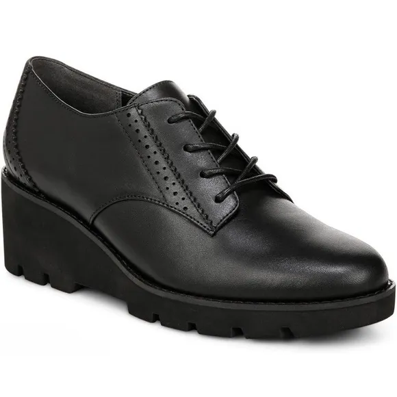 Vionic Anaheim Black Oxford Wedge Shoe Wimens 9 New