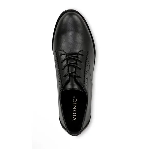 Vionic Anaheim Black Oxford Wedge Shoe Wimens 9 New