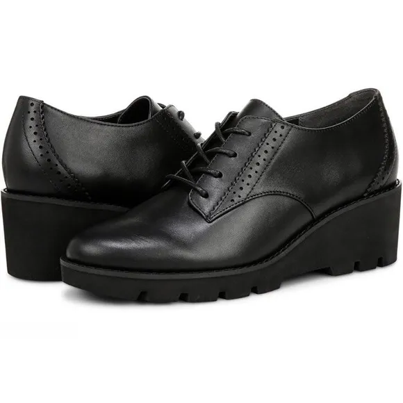 Vionic Anaheim Black Oxford Wedge Shoe Wimens 9 New