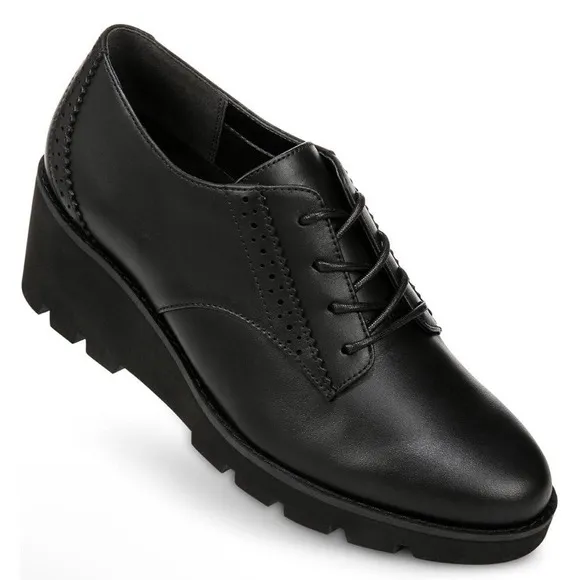 Vionic Anaheim Black Oxford Wedge Shoe Wimens 9 New