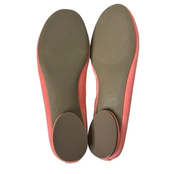 Vionic Callisto Ballet Flat in Shell Pink Suede 9