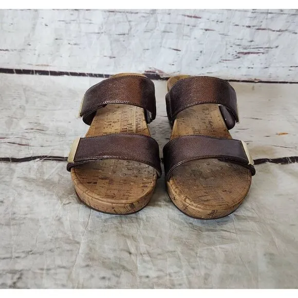 Vionic Pepper Metallic Cork Wedge Sandal Size 10