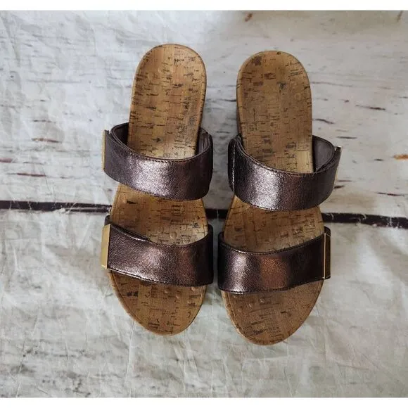 Vionic Pepper Metallic Cork Wedge Sandal Size 10