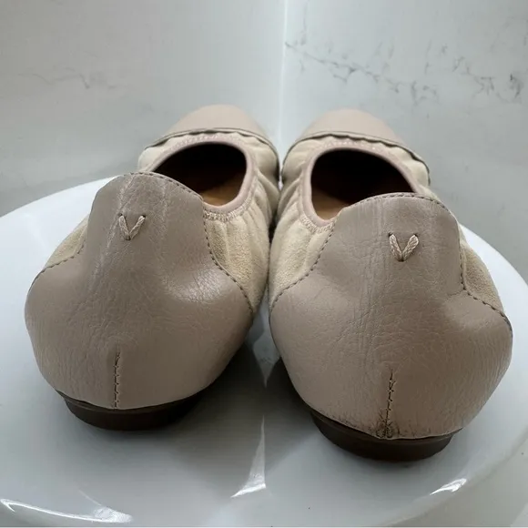 Vionic Tina Leather and Suede Ballet Flats Size 8 (Wide)
