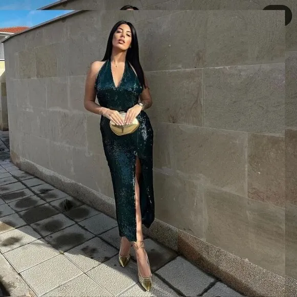 VIRAL ZARA SEQUIN DRESS GREEN