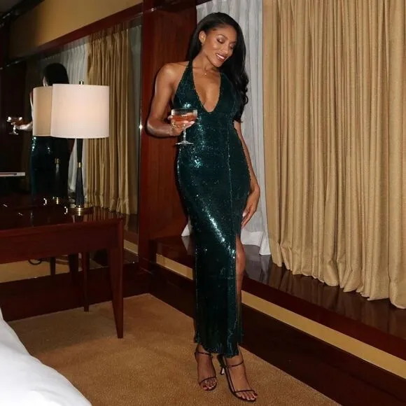 VIRAL ZARA SEQUIN DRESS GREEN