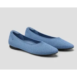 VIVAIA Almond-Toe Tamia 2.0 Ballet Flats in Denim Blue -EU Size 43/US Size 11