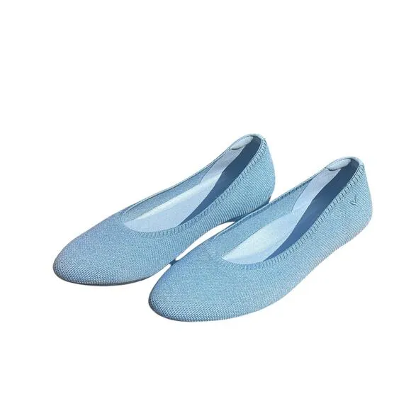 VIVAIA Almond-Toe Tamia 2.0 Ballet Flats in Denim Blue -EU Size 43/US Size 11