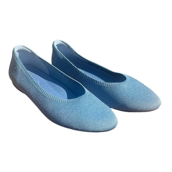VIVAIA Almond-Toe Tamia 2.0 Ballet Flats in Denim Blue -EU Size 43/US Size 11