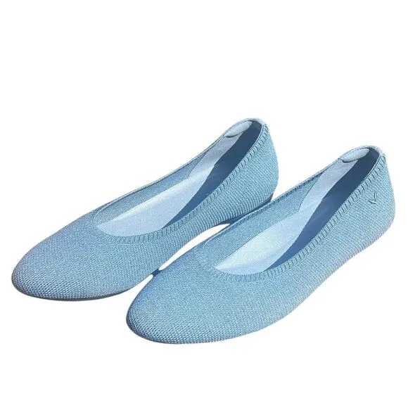 VIVAIA Almond-Toe Tamia 2.0 Ballet Flats in Denim Blue -EU Size 43/US Size 11