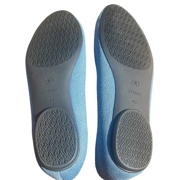 VIVAIA Almond-Toe Tamia 2.0 Ballet Flats in Denim Blue -EU Size 43/US Size 11