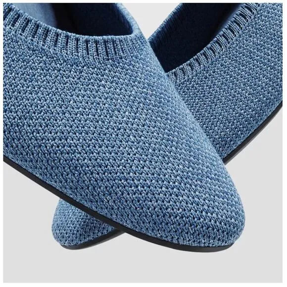 VIVAIA Almond-Toe Tamia 2.0 Ballet Flats in Denim Blue -EU Size 43/US Size 11