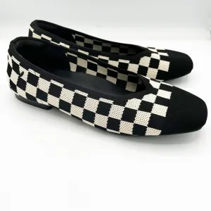 Vivaia Knit Checkered Black White Ballet Flats Cap Toe Size EU 37