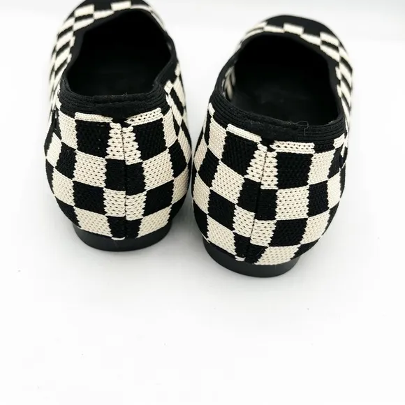 Vivaia Knit Checkered Black White Ballet Flats Cap Toe Size EU 37