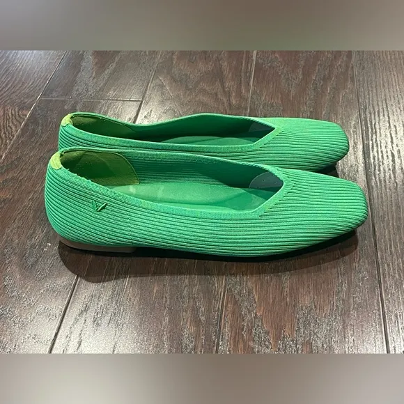VIVAIA Margot Ballet Flats Square Toe Green Grass Women Shoes Size 41.5 US 11.5