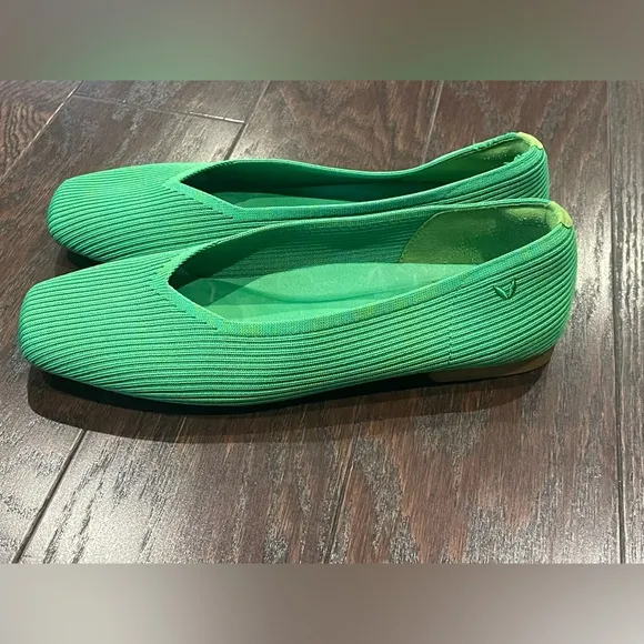 VIVAIA Margot Ballet Flats Square Toe Green Grass Women Shoes Size 41.5 US 11.5