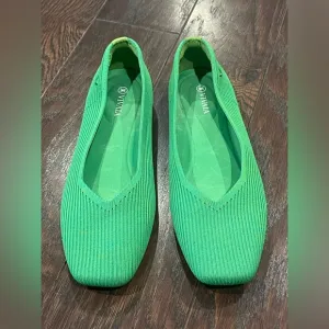 VIVAIA Margot Ballet Flats Square Toe Green Grass Women Shoes Size 41.5 US 11.5