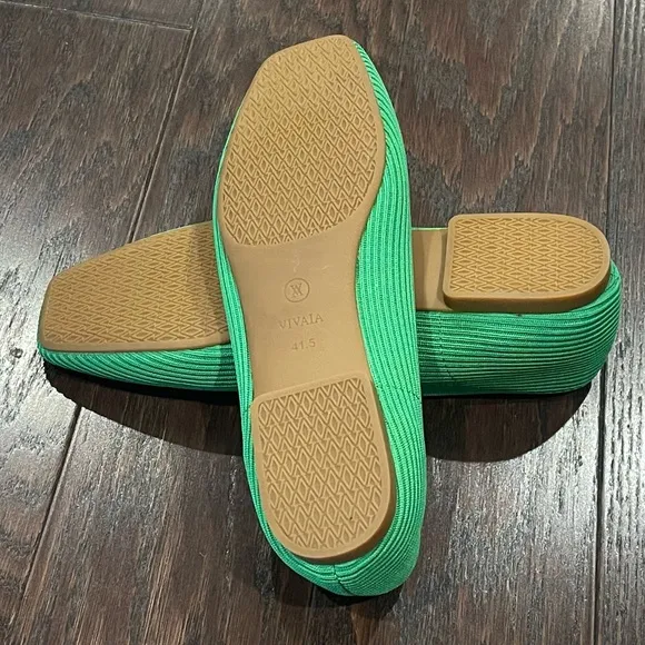 VIVAIA Margot Ballet Flats Square Toe Green Grass Women Shoes Size 41.5 US 11.5