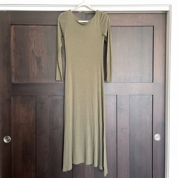 VIX Paula Hermanny Rose Long Sleeve Midi Dress in Olive Green Size XS