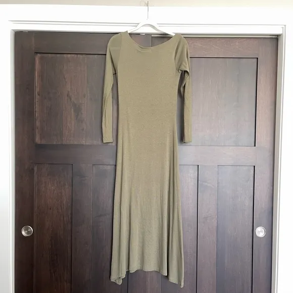 VIX Paula Hermanny Rose Long Sleeve Midi Dress in Olive Green Size XS