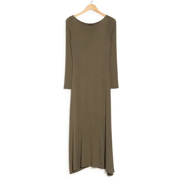 VIX Paula Hermanny Rose Long Sleeve Midi Dress in Olive Green Size XS