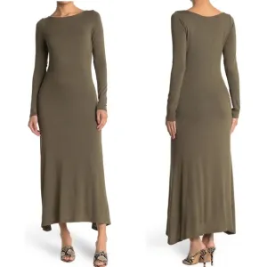 VIX Paula Hermanny Rose Long Sleeve Midi Dress in Olive Green Size XS