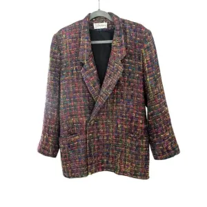 VP Collections Jacket Women XL Multicolor Button Blazer Tweed Retro Wool Office