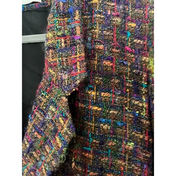 VP Collections Jacket Women XL Multicolor Button Blazer Tweed Retro Wool Office
