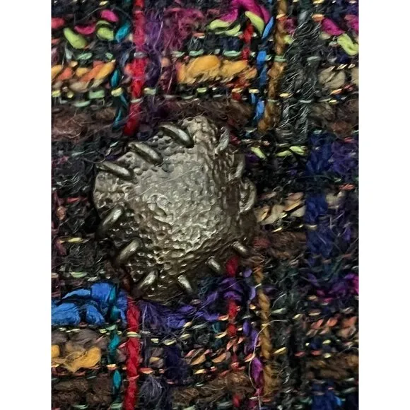 VP Collections Jacket Women XL Multicolor Button Blazer Tweed Retro Wool Office